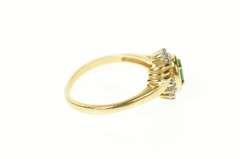14K Yellow Gold Ornate Classic Emerald Accent Bypass Ring