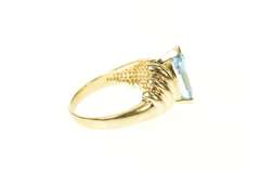14K Yellow Gold Marquise Blue Topaz Ornate Cocktail Ring