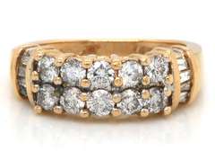 Glamorous 14kt YG Double Row Diamond Band