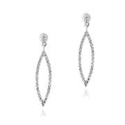 Silver Tone 1/2ct Diamond Open Marquise Dangle Earrings