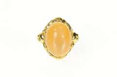 14K Yellow Gold Moonstone Cabochon Statement Cocktail Ring