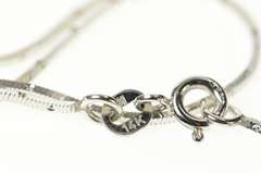 14K White Gold 0.9mm Grooved Box Square Snake Chain Necklace