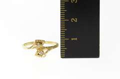 10K Yellow Gold 1940's Diamond Bypass Textured Wrap Ring