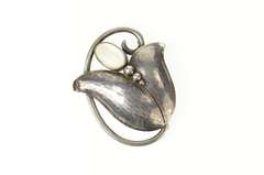 Sterling Silver Georg Jensen Ornate Moonstone Flower 822 Pin/Brooch