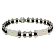 Genuine 18K Gold rubber Stainless Steel link Screws Mens Bracelet