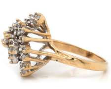 Glamorous 14ky YG Diamond Spiral Cluster Ring