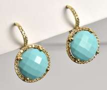 Stylish Turquoise & Diamond Earrings in 14K YG