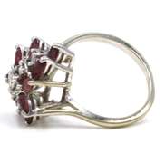 Spectacular 14kt WG Ruby and Diamond Floral Cluster Ring