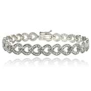 Silver Tone 1ct Diamonds Heart Link Bracelet