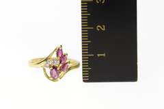 14K Yellow Gold Marquise Ruby Diamond Accent Cluster Ring