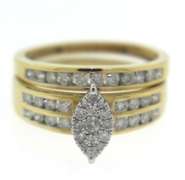 Elegant Cluster Marquise Bridal Set with Matching Band Ring