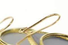 14K Yellow Gold Pear Smoky Druzy Ornate Statement Earrings