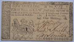 Dec 31 1763 One Shilling New Jersey Note
