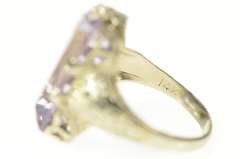 14K White Gold Art Deco Ornate Sim. Amethyst Cocktail Ring