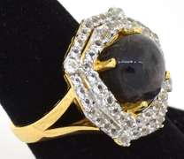 Inspiring Massive 8.14CTS Star Ruby & Topaz Ring in Vermeil