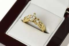 14K Yellow Gold 0.65 Ctw Marquise Diamond Princess Engagement Ring