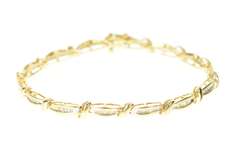 10K Yellow Gold Baguette Diamond Two Tone Classic Tennis Bracelet
