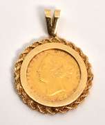 Beautiful 1882 Newfuoundland $2 Gold Pendant