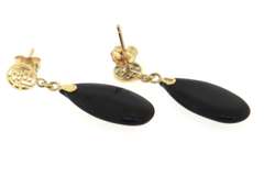 Stunning 14kt YG Black Onyx and Chinese Symbol Earrings