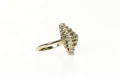 10K White Gold Retro Diamond Cluster Marquise Statement Ring