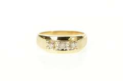 14K Yellow Gold Men's Diamond Squared Statement Band Ring