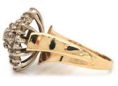 Posh & Glitzy 14kt YG Round Brilliant Cut Diamond Cluster Ring