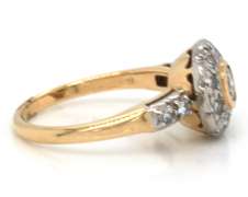 Magnificently Vintage 14kt YG Bezel Set Diamond Ring