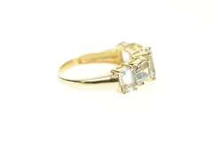 10K Yellow Gold Emerald Blue Topaz Statement Band Ring