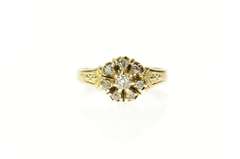14K Yellow Gold 0.80 Ctw Victorian Diamond Halo Engagement Ring