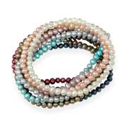 4-4.5mm Multi Color Freshwater Cultured Pearls Stretch Bracelets, Set of 10