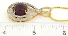 Fantastic Massive 10.00CTS Star Ruby & White Sapphire Necklace in Vermeil