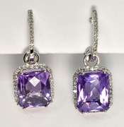 Dazzling Amethyst & Diamond Earrings in 14K WG