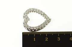 14K White Gold 0.48 Ctw Diamond 1950's Classic Heart Pendant