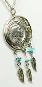 1935 Buffalo Nickel Turquoise Feather Necklace