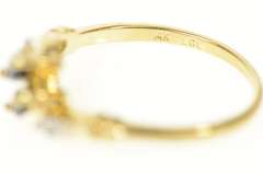 14K Yellow Gold Marquise Natural Sapphire Diamond Bypass Ring