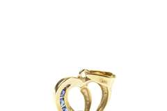 14K Yellow Gold Sapphire Inset Heart Love Symbol Pendant