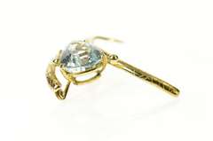18K Yellow Gold Pear Aquamarine Ornate Curved Statement Pin/Brooch