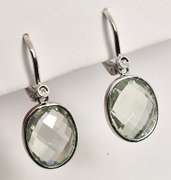 Smart Green Amethyst & Diamond Earrings in 14K WG