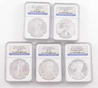 (5) MS69 & PF69 2011 American Silver Eagle 25th Anniversary Set - NGC