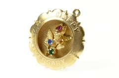 14K Yellow Gold 1960's Anniversary Retro Floral Bouquet Charm/Pendant