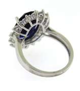 Blue and Clear Gemstone Sterling Silver Ring