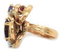 Divine 14kt YG Tanzanite, Pink Tourmaline, and Diamond Ring