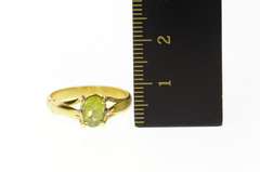 14K Yellow Gold Classic Oval Peridot Solitaire Statement Ring