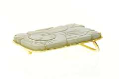 14K Yellow Gold Ornate Carved Chinese Jade Belt Bucklet