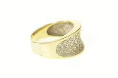14K Yellow Gold Pave Curved CZ Encrusted Statement Band Ring
