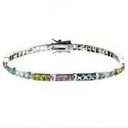 Sterling Silver Multi Colored CZ Bracelet