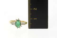 14K Yellow Gold Oval Emerald Diamond Halo Bypass Ring