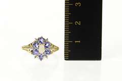 10K Yellow Gold Opal Tanzanite Halo Diamond Accent Statement Ring