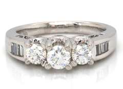 Modern Elegance 14kt WG Round Diamond Ring with Channel Set Accents