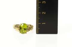 10K Yellow Gold Oval Classic Peridot Solitaire Statement Ring